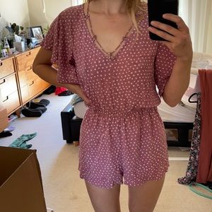Pink w/ white polka dots Billabong Romper